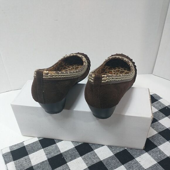 ALDO Women's  Clay Wedge Brown Suede Leather Shoes Size 5 - Picture 6 of 10